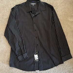 🔥5 for $10 Kenneth Cole Reaction Black Striped Dress Shirt